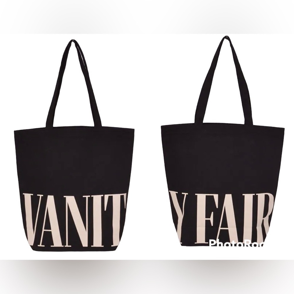 Vanity Fair Reserve Wrap Around Print Black Canvas Reusable Tote Bag